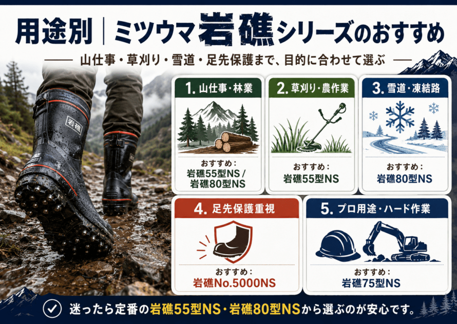 用途別｜ミツウマ岩礁シリーズのおすすめ